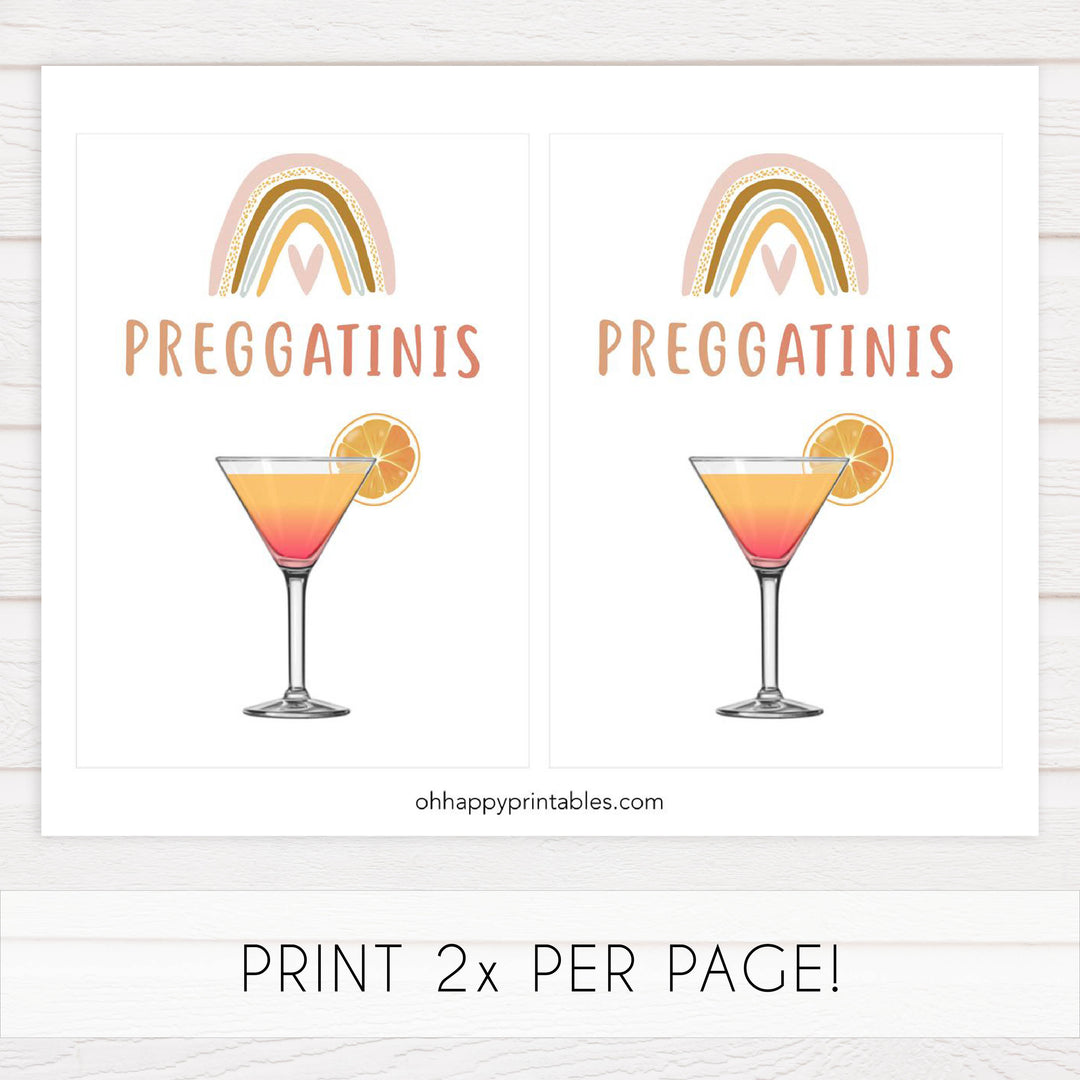 preggatinis baby table sign, Boho rainbow baby decor, printable baby table signs, printable baby decor, baby boho rainbow table signs, fun baby signs, baby boho rainbow fun baby table signs