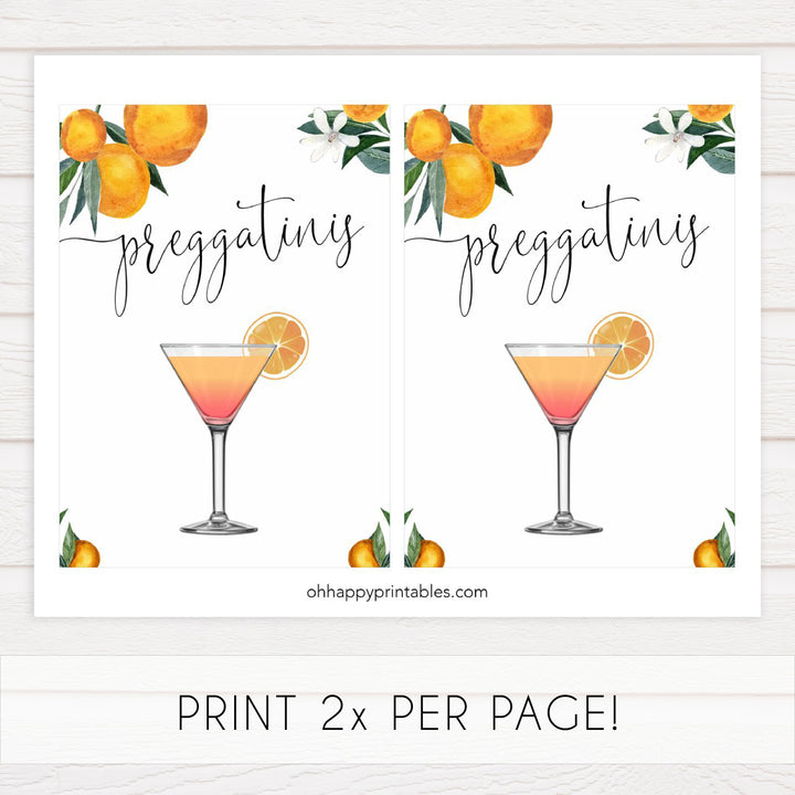 preggatinis baby shower table signs, Little cutie baby decor, printable baby table signs, printable baby decor, baby little cutie table signs, fun baby signs, baby little cutie fun baby table signs, citrus baby shower signs,