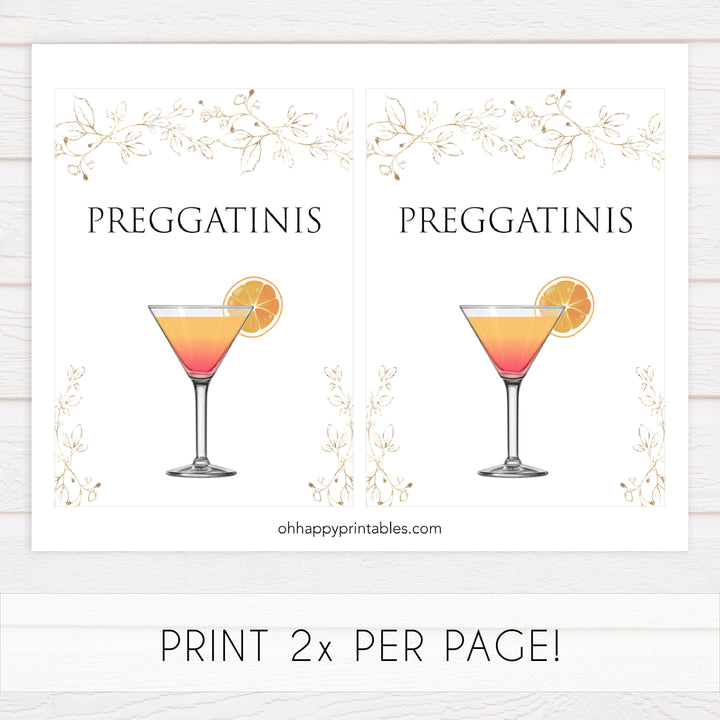 preggatinis baby shower table signs, Gold leaf baby decor, printable baby table signs, printable baby decor, baby gold leaf table signs, fun baby signs, baby gold leaf fun baby table signs