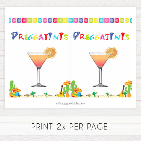 preggatinis baby table signs, Mexican fiesta baby decor, printable baby table signs, printable baby decor, baby Mexican fiesta table signs, fun baby signs, baby fiesta fun baby table signs