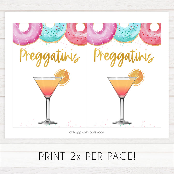 preggatinis baby table sign, Donut baby decor, printable baby table signs, printable baby decor, baby sprinkles table signs, fun baby signs, baby donut fun baby table signs