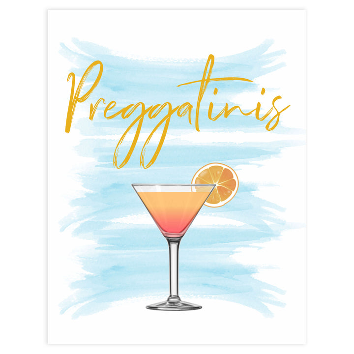 Preggatinis baby signs, blue swash baby sign, printable baby signs, fun baby shower decor ideas