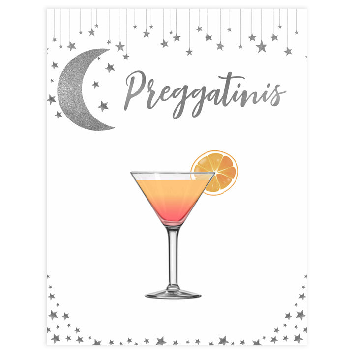 Preggatinis Baby Sign, Little star baby signs, printable baby signs, printable baby decor, twinkle baby shower, star baby decor, fun baby shower ideas, top baby shower themes