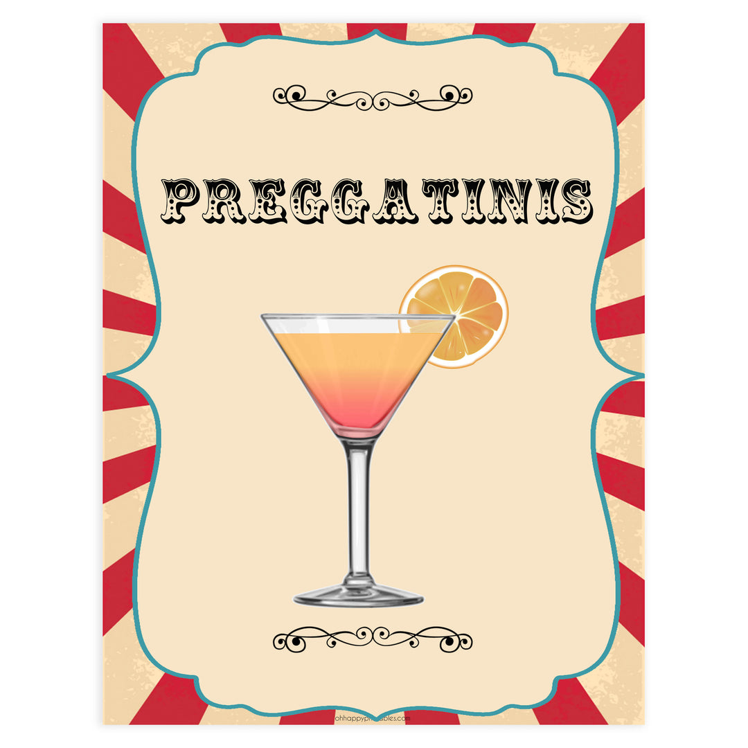 preggatinis baby table sign, preggatinis decor baby sign, Circus baby decor, printable baby table signs, printable baby decor, carnival table signs, fun baby signs, circus fun baby table signs
