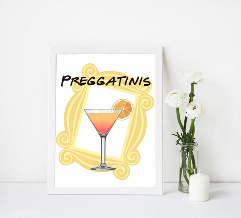 preggatinis baby table sign, Friends baby decor, printable baby table signs, printable baby decor, friends table signs, fun baby signs, friends fun baby table signs