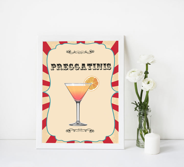 preggatinis baby table sign, preggatinis decor baby sign, Circus baby decor, printable baby table signs, printable baby decor, carnival table signs, fun baby signs, circus fun baby table signs
