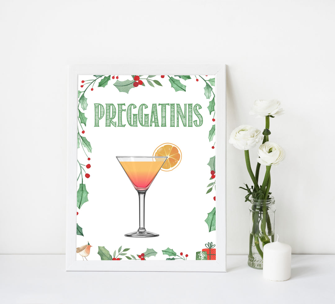 Christmas baby shower signs, preggatinis baby shower sign, baby shower decor, printable baby signs, baby decor, festive baby shower