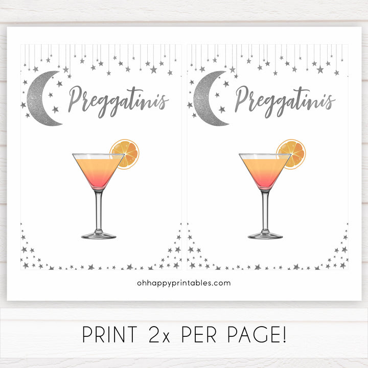 Preggatinis Baby Sign, Little star baby signs, printable baby signs, printable baby decor, twinkle baby shower, star baby decor, fun baby shower ideas, top baby shower themes