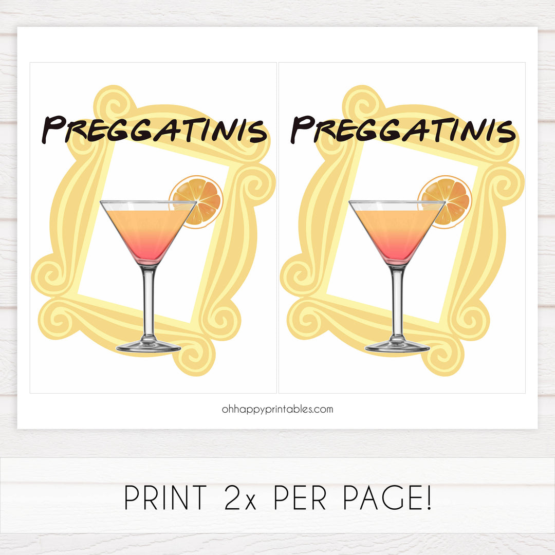 preggatinis baby table sign, Friends baby decor, printable baby table signs, printable baby decor, friends table signs, fun baby signs, friends fun baby table signs