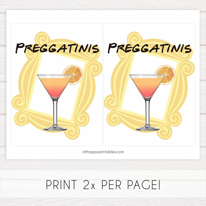 preggatinis baby table sign, Friends baby decor, printable baby table signs, printable baby decor, friends table signs, fun baby signs, friends fun baby table signs