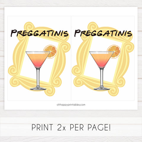 preggatinis baby table sign, Friends baby decor, printable baby table signs, printable baby decor, friends table signs, fun baby signs, friends fun baby table signs