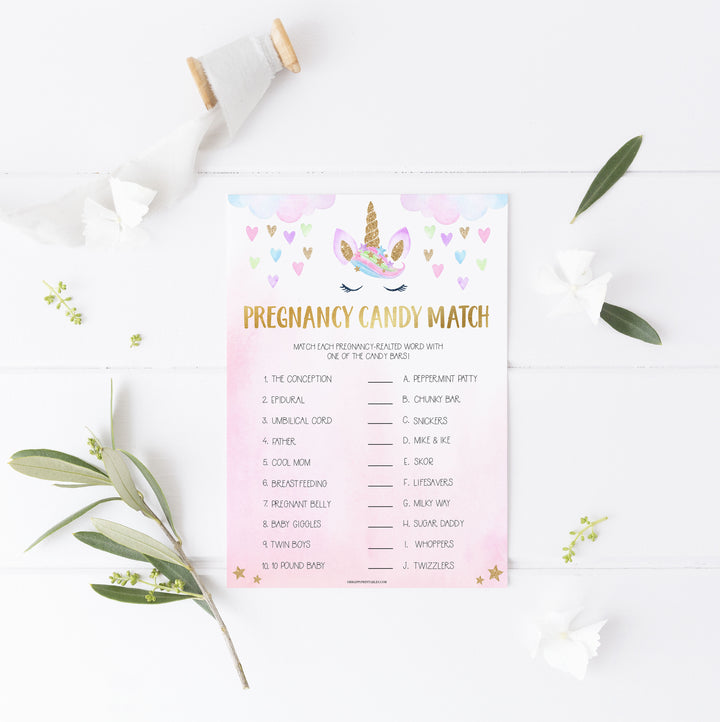 pregnancy candy match game, Printable baby shower games, unicorn baby games, baby shower games, fun baby shower ideas, top baby shower ideas, unicorn baby shower, baby shower games, fun unicorn baby shower ideas