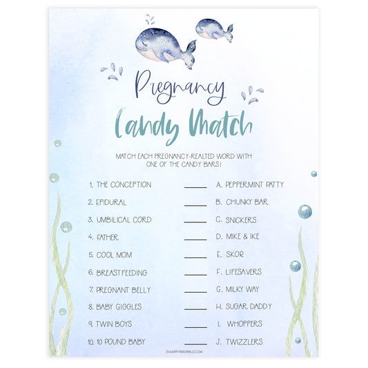 pregnancy candy match game, Printable baby shower games, whale baby games, baby shower games, fun baby shower ideas, top baby shower ideas, whale baby shower, baby shower games, fun whale baby shower ideas