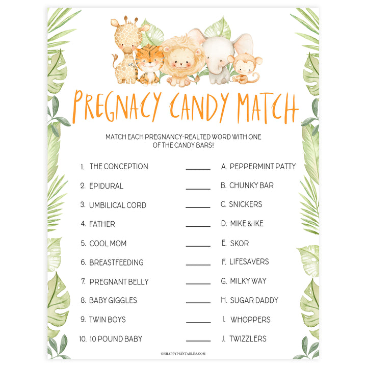 pregnancy candy match game, Printable baby shower games, safari animals baby games, baby shower games, fun baby shower ideas, top baby shower ideas, safari animals baby shower, baby shower games, fun baby shower ideas