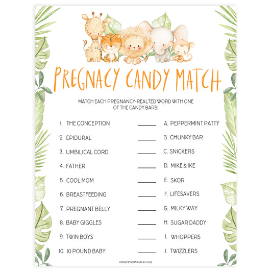 pregnancy candy match game, Printable baby shower games, safari animals baby games, baby shower games, fun baby shower ideas, top baby shower ideas, safari animals baby shower, baby shower games, fun baby shower ideas