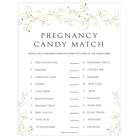 pregnancy candy match game, Printable baby shower games, gold leaf baby games, baby shower games, fun baby shower ideas, top baby shower ideas, gold leaf baby shower, baby shower games, fun gold leaf baby shower ideas