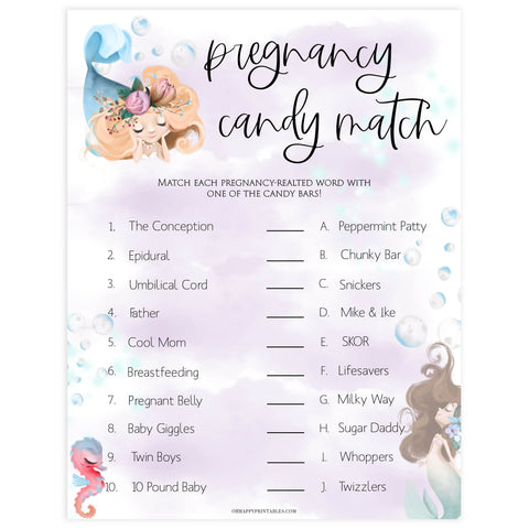 pregnancy candy match game, Printable baby shower games, little mermaid baby games, baby shower games, fun baby shower ideas, top baby shower ideas, little mermaid baby shower, baby shower games, pink hearts baby shower ideas