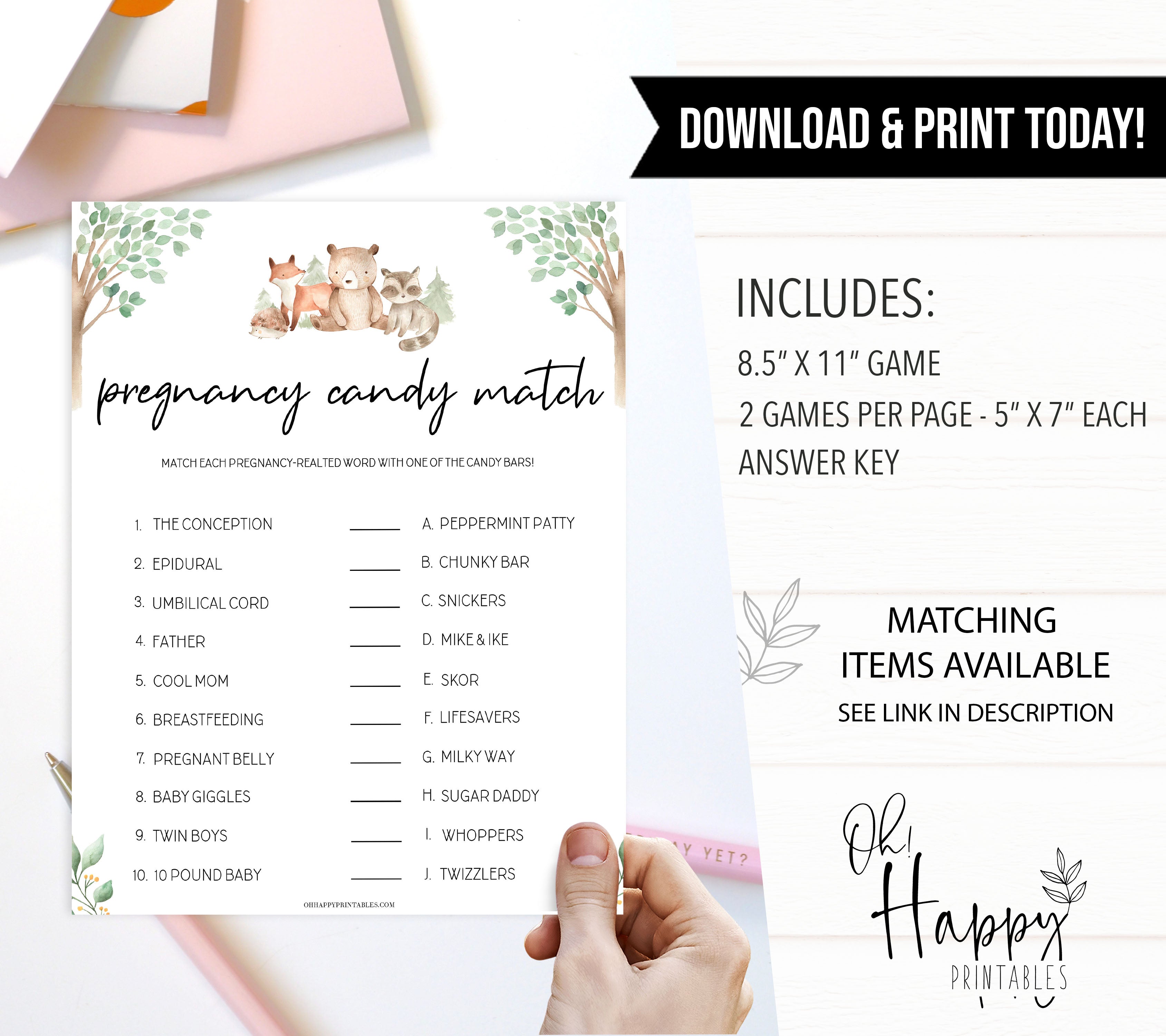 pregnancy candy match game, Printable baby shower games, woodland animals baby games, baby shower games, fun baby shower ideas, top baby shower ideas, woodland baby shower, baby shower games, fun woodland animals baby shower ideas