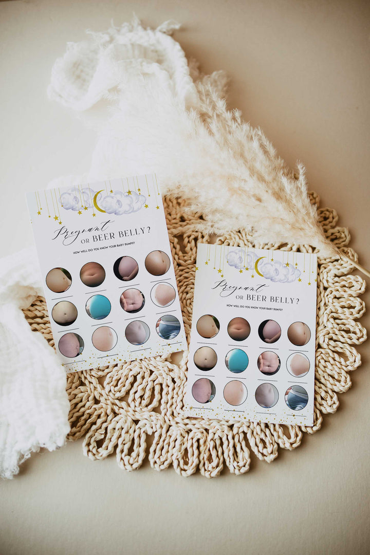 Fully editable and printable baby shower advice for mommy game with a little star design. Perfect for a Twinkle Little Star baby shower themed party