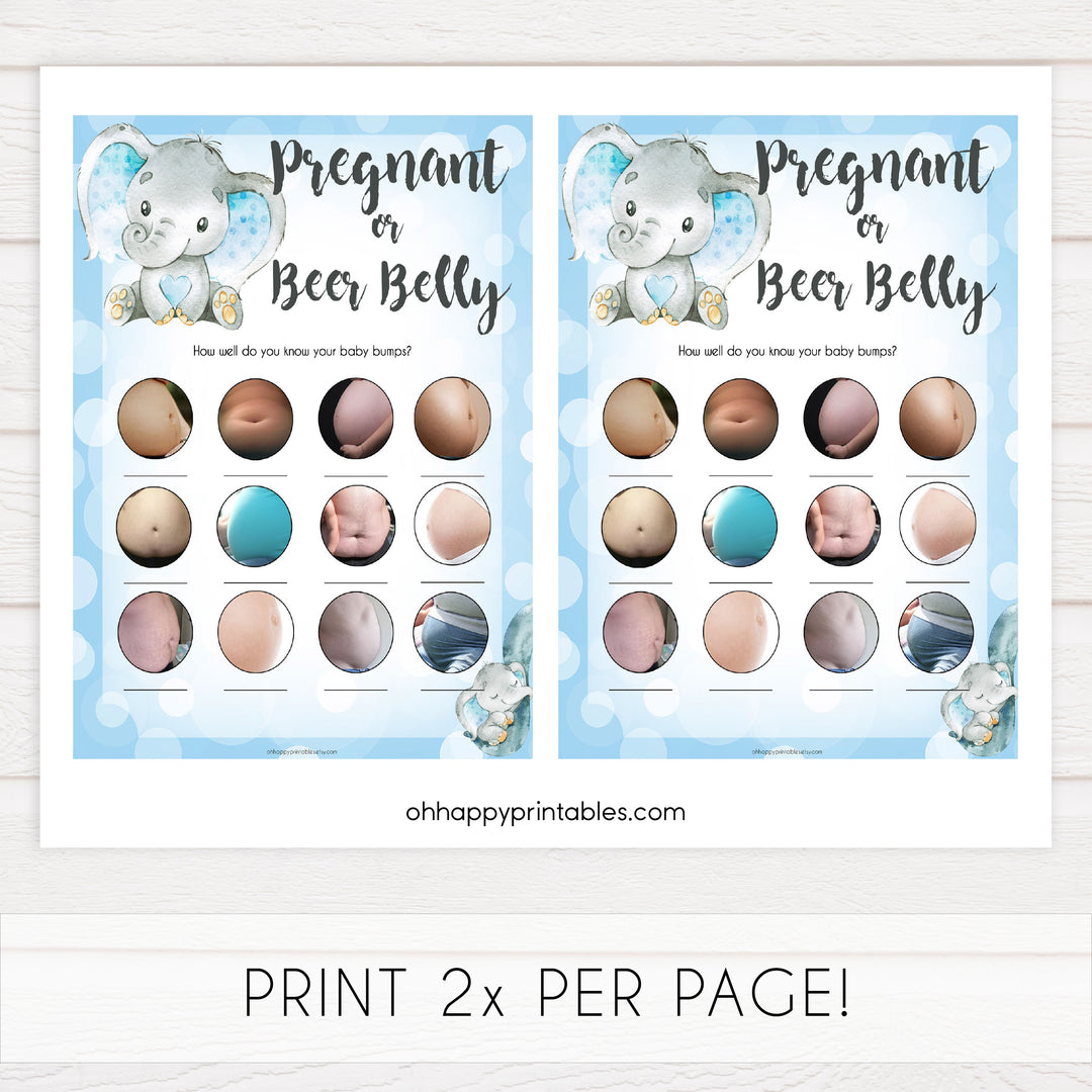 Blue elephant baby games, pregnant or beer belly, elephant baby games, printable baby games, top baby games, best baby shower games, baby shower ideas, fun baby games, elephant baby shower
