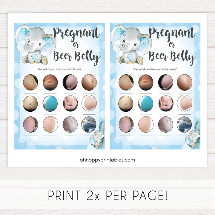 Blue elephant baby games, pregnant or beer belly, elephant baby games, printable baby games, top baby games, best baby shower games, baby shower ideas, fun baby games, elephant baby shower