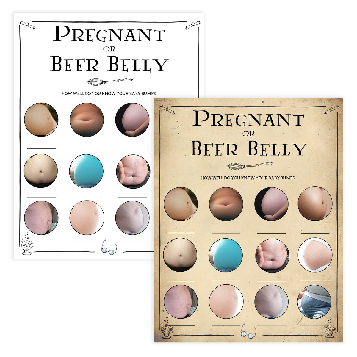 Pregnant or Beer Belly Game, Wizard baby shower games, printable baby shower games, Harry Potter baby games, Harry Potter baby shower, fun baby shower games,  fun baby ideas