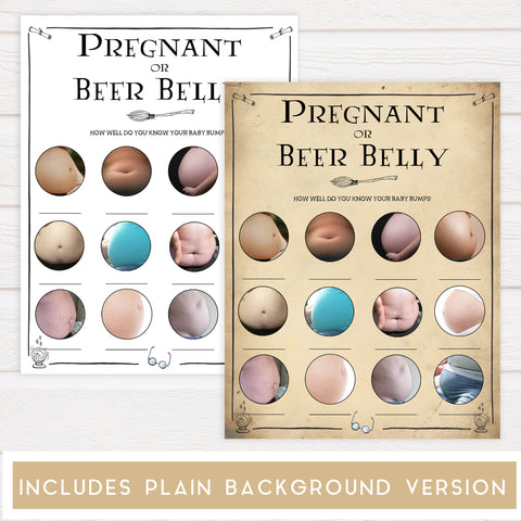 Pregnant or Beer Belly Game, Wizard baby shower games, printable baby shower games, Harry Potter baby games, Harry Potter baby shower, fun baby shower games,  fun baby ideas