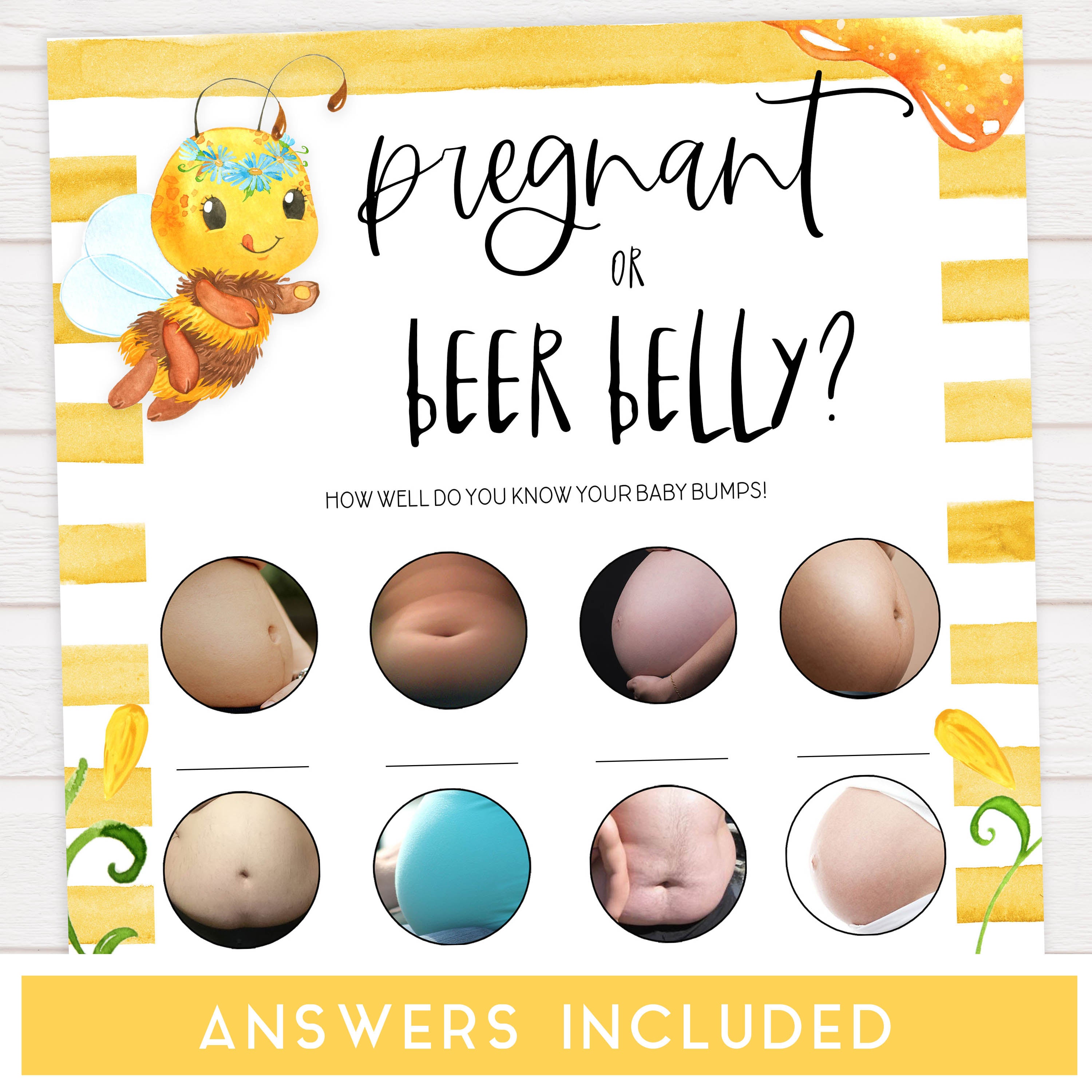 pregnant or beer belly game, Printable baby shower games, mommy bee fun baby games, baby shower games, fun baby shower ideas, top baby shower ideas, mommy to bee baby shower, friends baby shower ideas