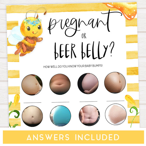 pregnant or beer belly game, Printable baby shower games, mommy bee fun baby games, baby shower games, fun baby shower ideas, top baby shower ideas, mommy to bee baby shower, friends baby shower ideas