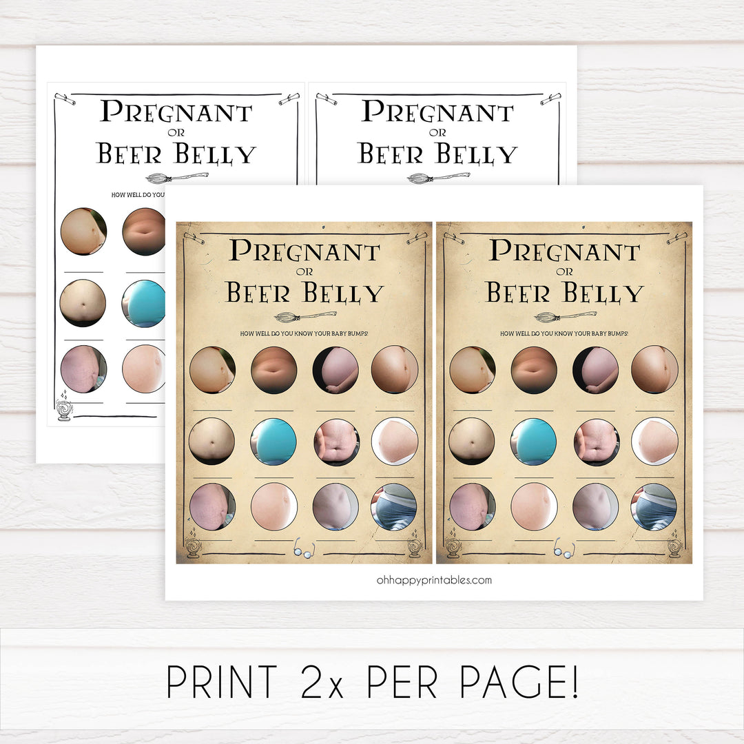 Pregnant or Beer Belly Game, Wizard baby shower games, printable baby shower games, Harry Potter baby games, Harry Potter baby shower, fun baby shower games,  fun baby ideas