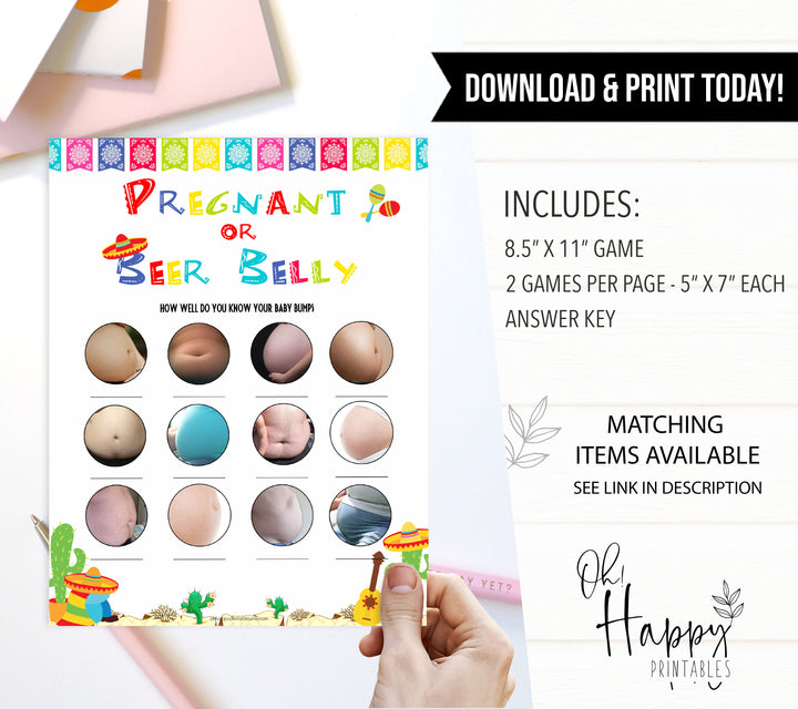 pregnancy or beer belly game, baby bump game, Printable baby shower games, Mexican fiesta fun baby games, baby shower games, fun baby shower ideas, top baby shower ideas, fiesta shower baby shower, fiesta baby shower ideas