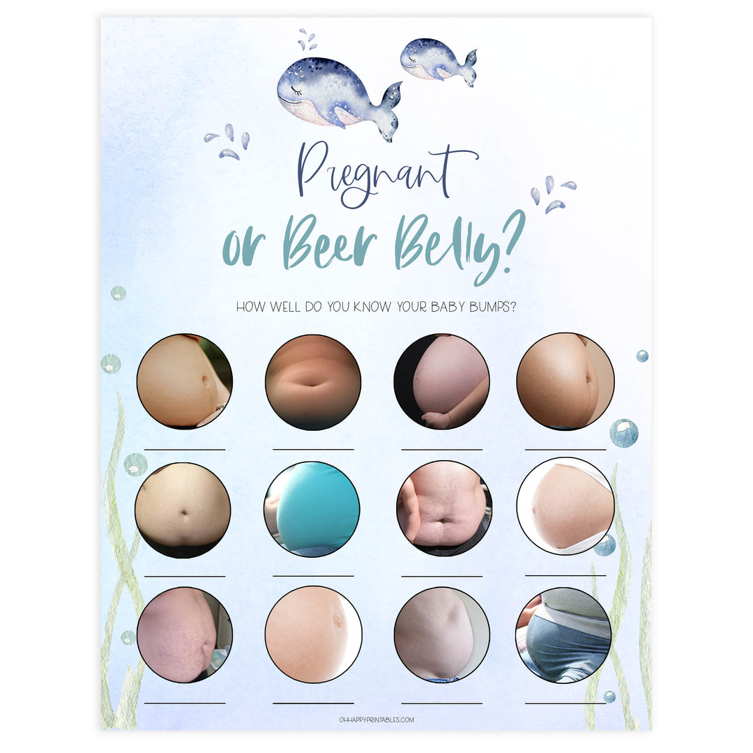 pregnant or beer belly game, Printable baby shower games, whale baby games, baby shower games, fun baby shower ideas, top baby shower ideas, whale baby shower, baby shower games, fun whale baby shower ideas