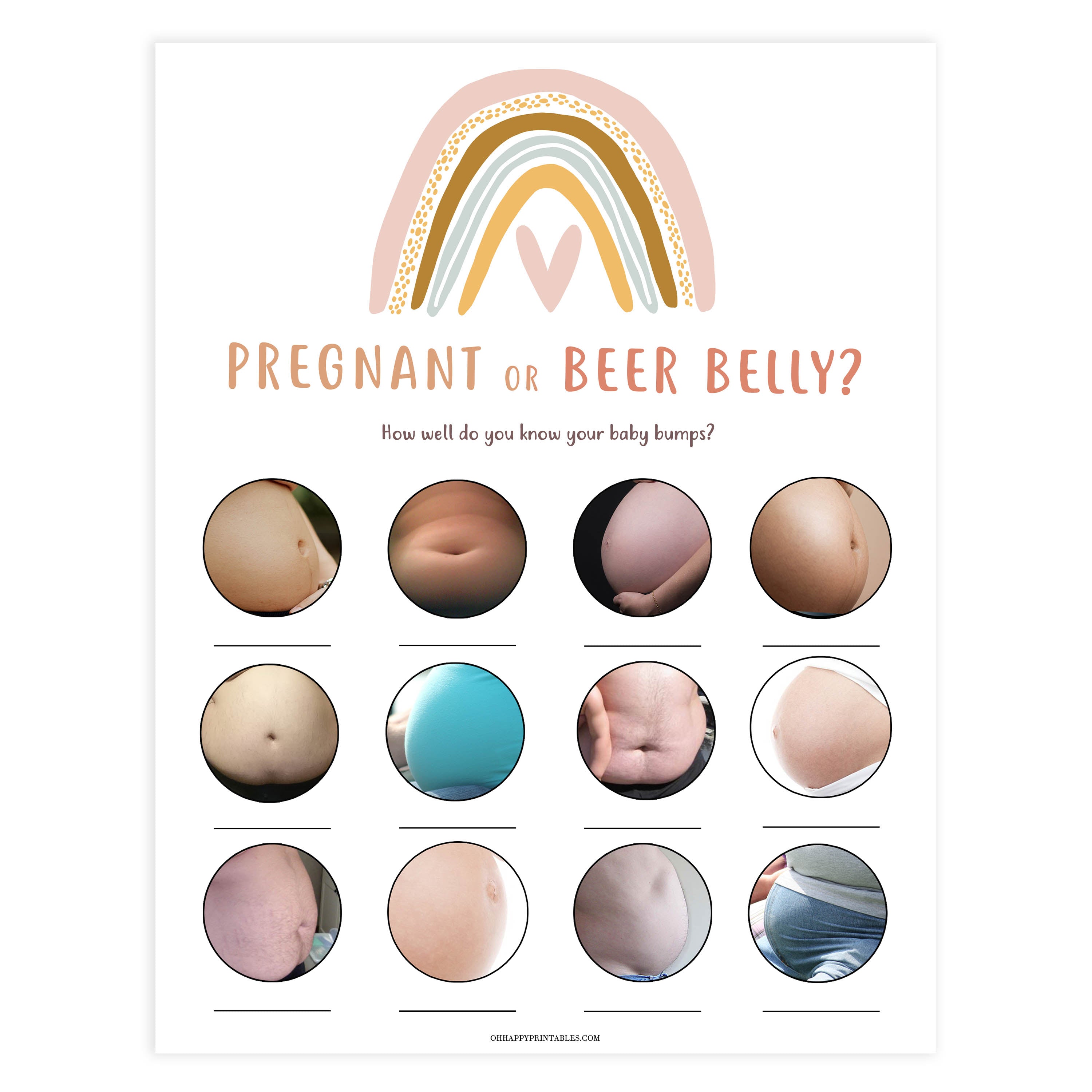 pregnant or beer belly game, Printable baby shower games, boho rainbow baby games, baby shower games, fun baby shower ideas, top baby shower ideas, boho rainbow baby shower, baby shower games, fun boho rainbow baby shower ideas