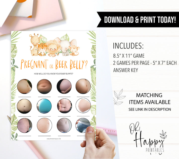 pregnant or beer belly game, Printable baby shower games, safari animals baby games, baby shower games, fun baby shower ideas, top baby shower ideas, safari animals baby shower, baby shower games, fun baby shower ideas