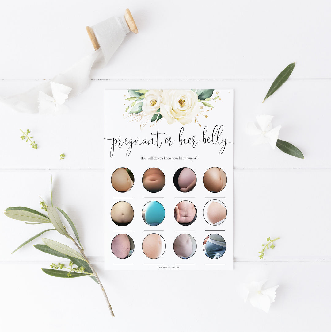 Pregnant Or Beer Belly - White Floral