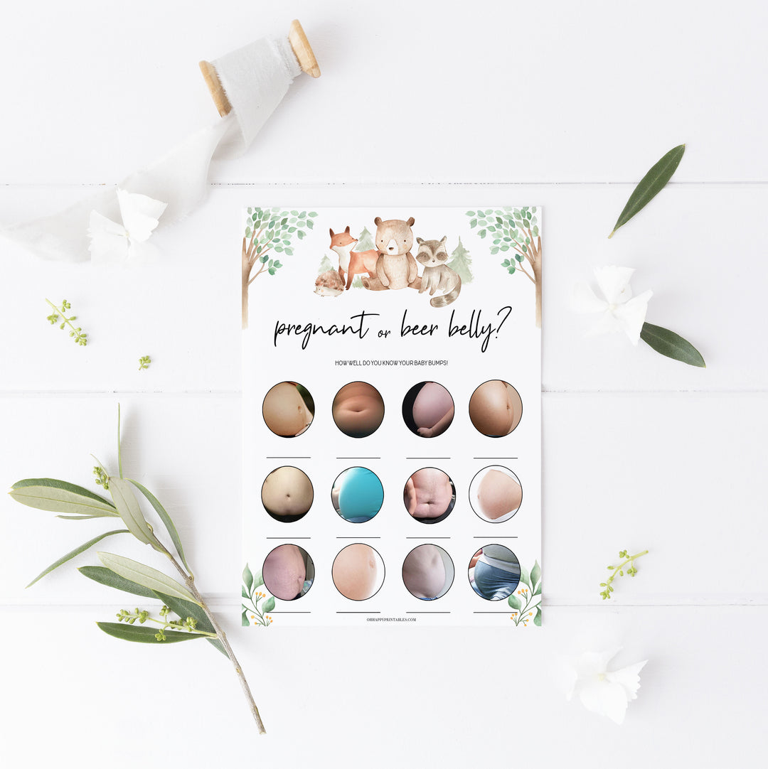 pregnant or beer belly game, Printable baby shower games, woodland animals baby games, baby shower games, fun baby shower ideas, top baby shower ideas, woodland baby shower, baby shower games, fun woodland animals baby shower ideas
