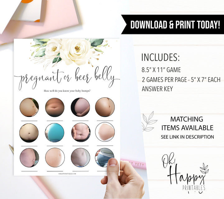 Pregnant Or Beer Belly - White Floral