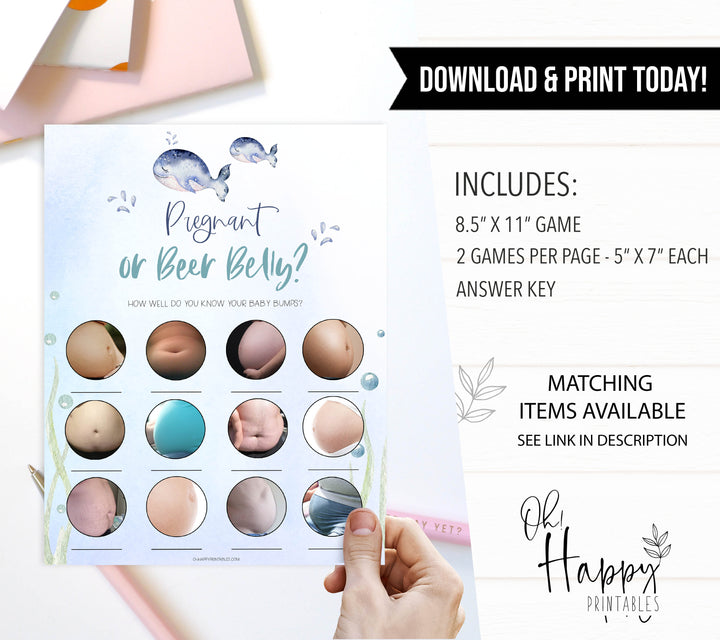 pregnant or beer belly game, Printable baby shower games, whale baby games, baby shower games, fun baby shower ideas, top baby shower ideas, whale baby shower, baby shower games, fun whale baby shower ideas