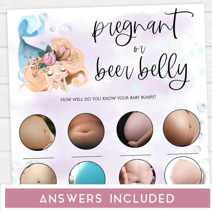 pregnant or beer belly game, Printable baby shower games, little mermaid baby games, baby shower games, fun baby shower ideas, top baby shower ideas, little mermaid baby shower, baby shower games, pink hearts baby shower ideas
