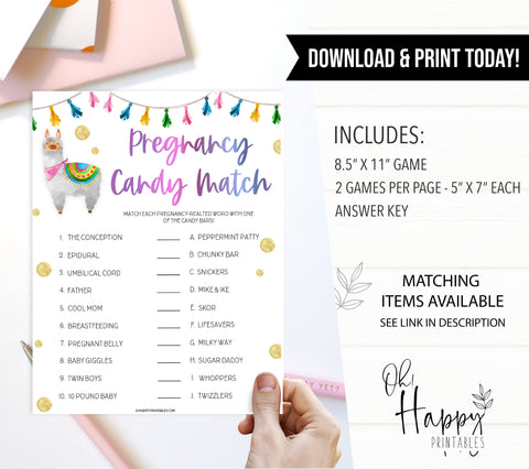 pregnancy candy match, baby candy match game, Printable baby shower games, llama fiesta fun baby games, baby shower games, fun baby shower ideas, top baby shower ideas, Llama fiesta shower baby shower, fiesta baby shower ideas