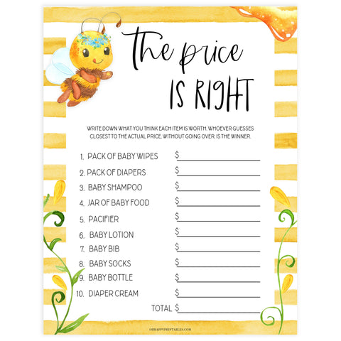 price is right game, baby price is right, Printable baby shower games, mommy bee fun baby games, baby shower games, fun baby shower ideas, top baby shower ideas, mommy to bee baby shower, friends baby shower ideas