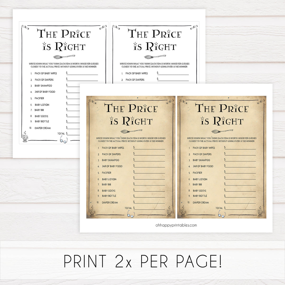 The Price is Right Baby Game, Wizard baby shower games, printable baby shower games, Harry Potter baby games, Harry Potter baby shower, fun baby shower games,  fun baby ideas