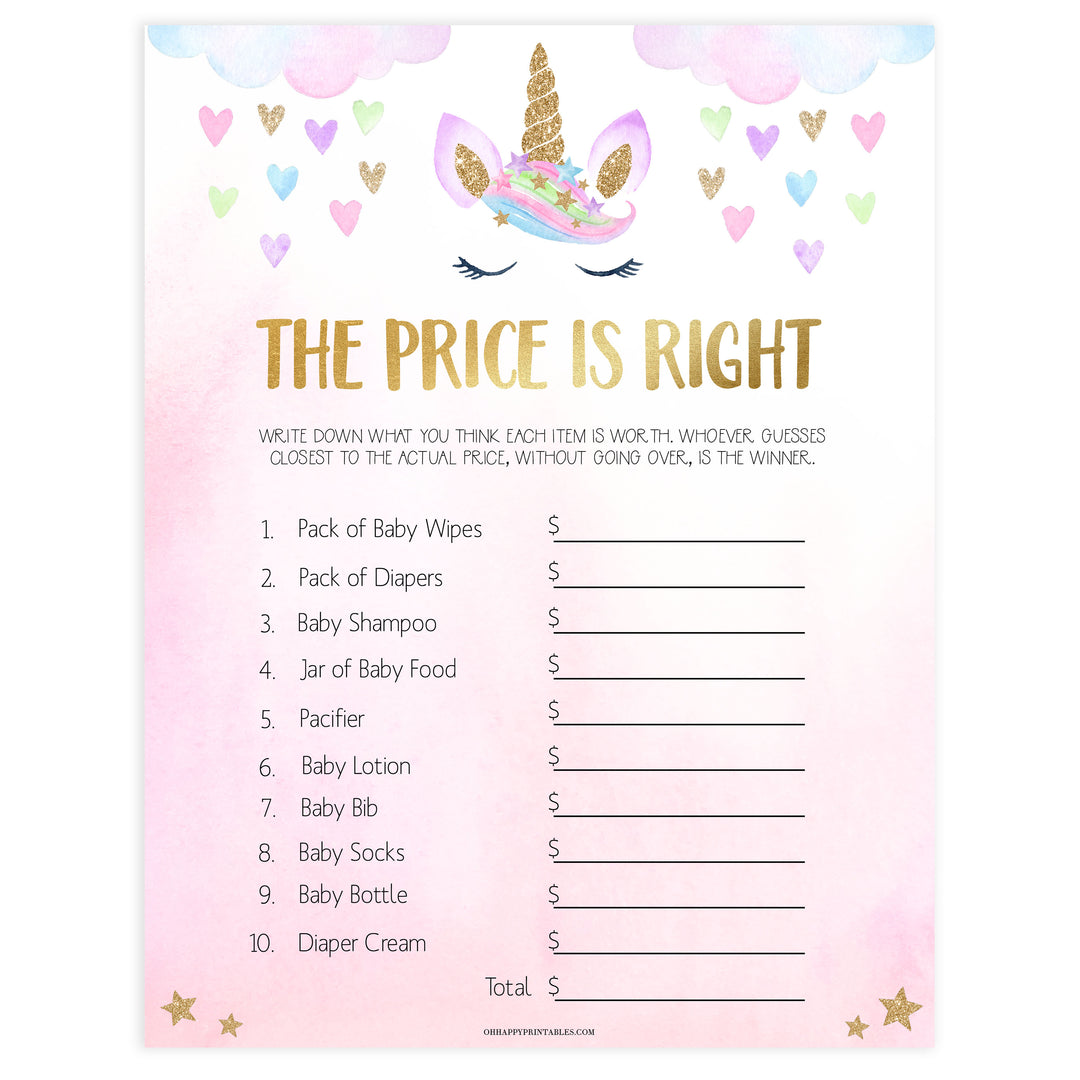 price is right baby game, Printable baby shower games, unicorn baby games, baby shower games, fun baby shower ideas, top baby shower ideas, unicorn baby shower, baby shower games, fun unicorn baby shower ideas