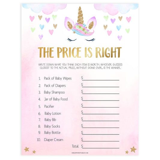 price is right baby game, Printable baby shower games, unicorn baby games, baby shower games, fun baby shower ideas, top baby shower ideas, unicorn baby shower, baby shower games, fun unicorn baby shower ideas