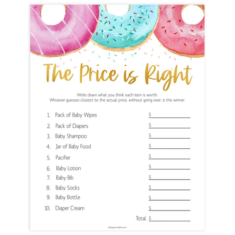 editable baby shower games, the price is right baby game, Printable baby shower games, donut baby games, baby shower games, fun baby shower ideas, top baby shower ideas, donut sprinkles baby shower, baby shower games, fun donut baby shower ideas
