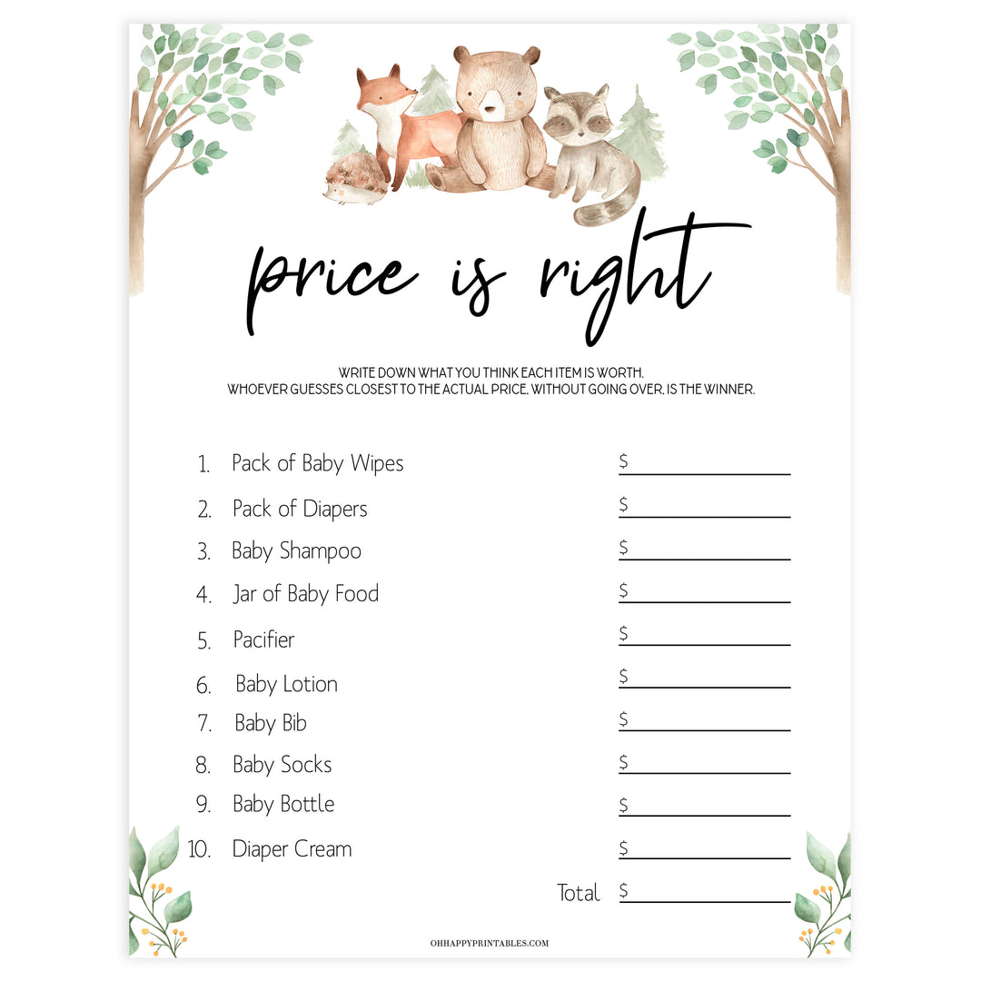 price is right baby shower game, Printable baby shower games, woodland animals baby games, baby shower games, fun baby shower ideas, top baby shower ideas, woodland baby shower, baby shower games, fun woodland animals baby shower ideas