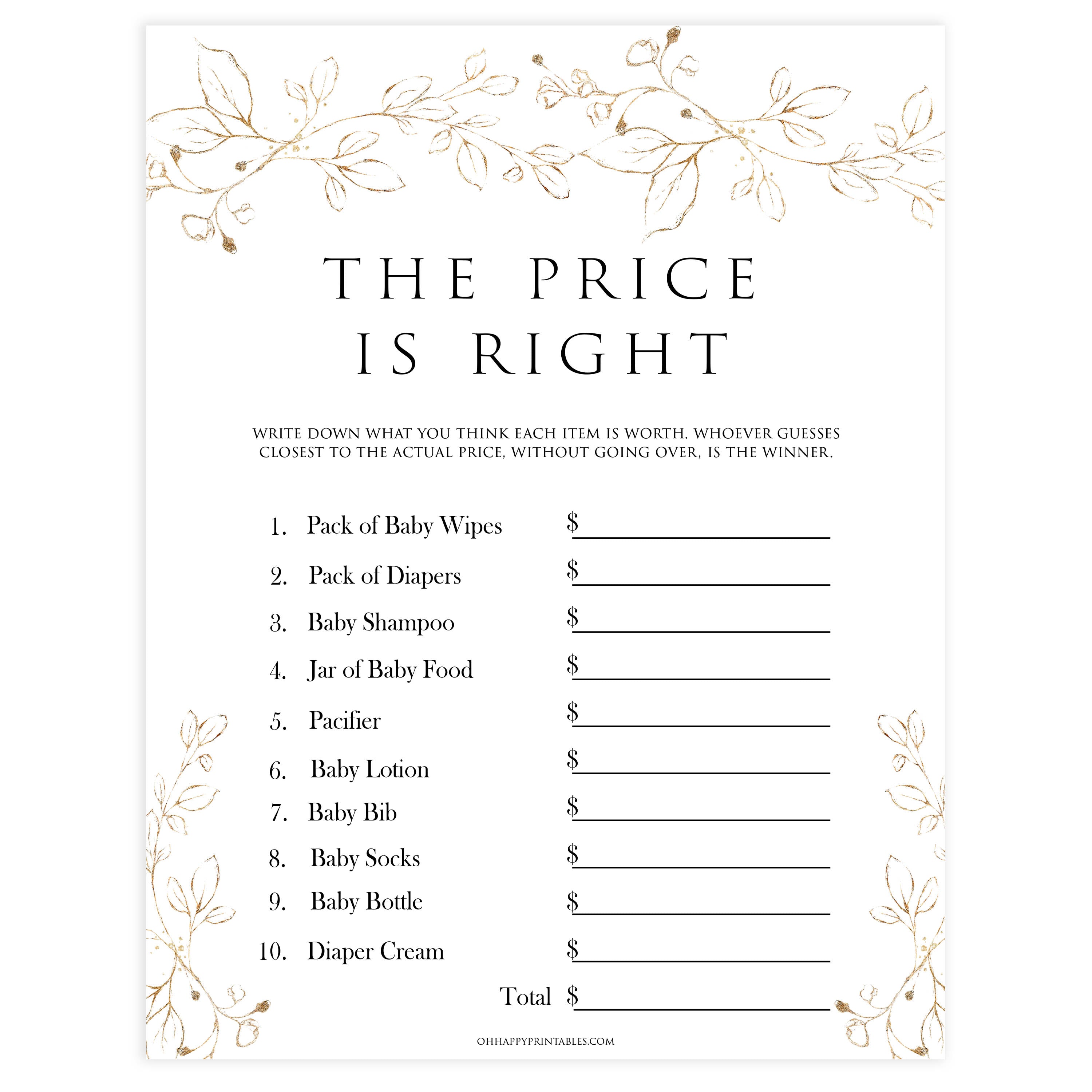 the price is right baby shower games, Printable baby shower games, gold leaf baby games, baby shower games, fun baby shower ideas, top baby shower ideas, gold leaf baby shower, baby shower games, fun gold leaf baby shower ideas