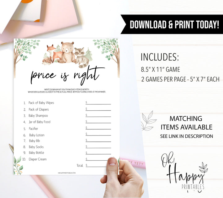 price is right baby shower game, Printable baby shower games, woodland animals baby games, baby shower games, fun baby shower ideas, top baby shower ideas, woodland baby shower, baby shower games, fun woodland animals baby shower ideas
