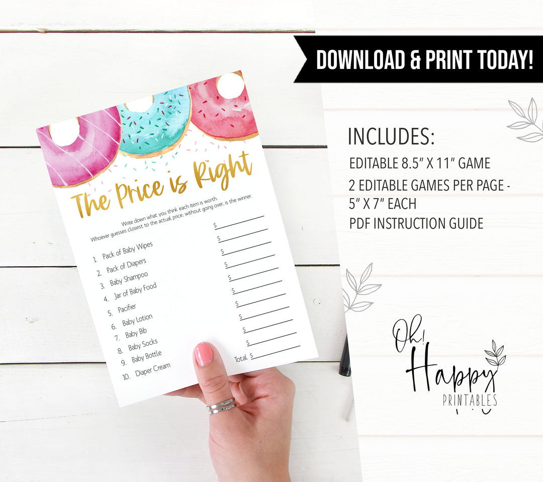 editable baby shower games, the price is right baby game, Printable baby shower games, donut baby games, baby shower games, fun baby shower ideas, top baby shower ideas, donut sprinkles baby shower, baby shower games, fun donut baby shower ideas