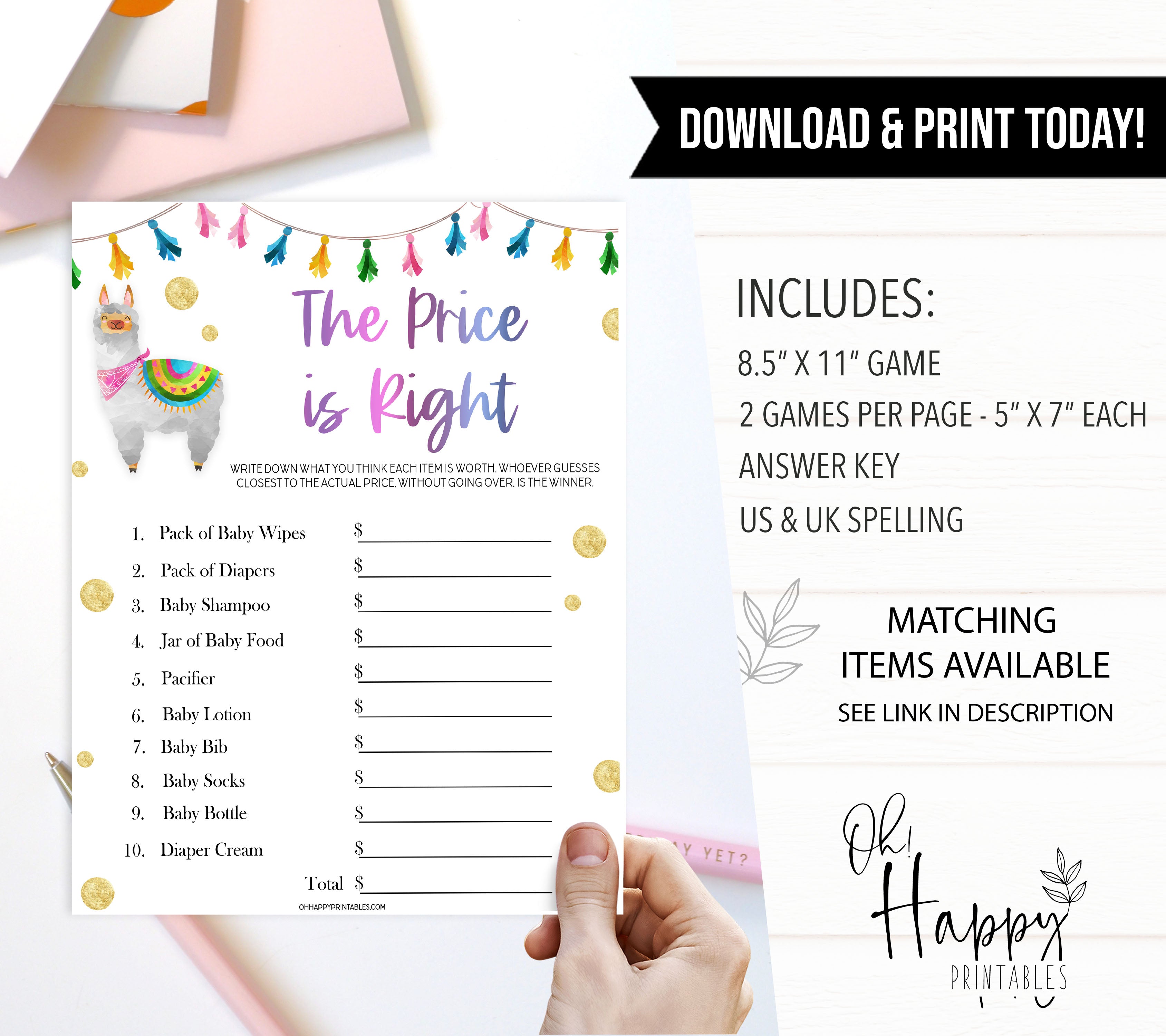 baby price is right game, baby shower price is right, Printable baby shower games, llama fiesta fun baby games, baby shower games, fun baby shower ideas, top baby shower ideas, Llama fiesta shower baby shower, fiesta baby shower ideas